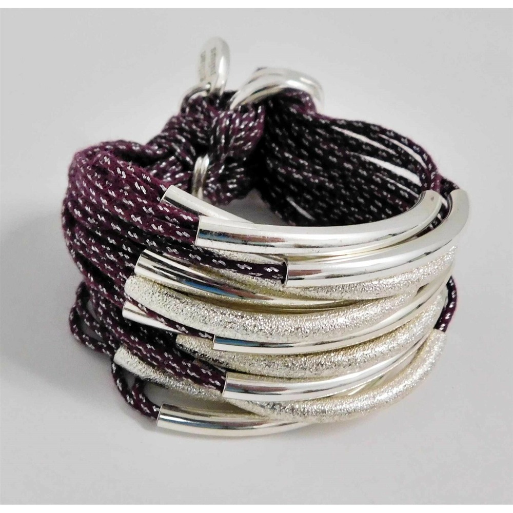 Gillian‎ Julius Purple Silver Tote Multi Strand Tube Bracelet